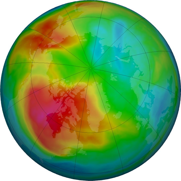 Arctic ozone map for 25 December 2017